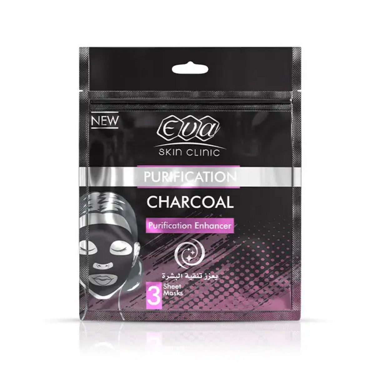 Refect Beauty Eva Skin Clinic charcoal sheet mask packaging for deep skin purification and oil control.