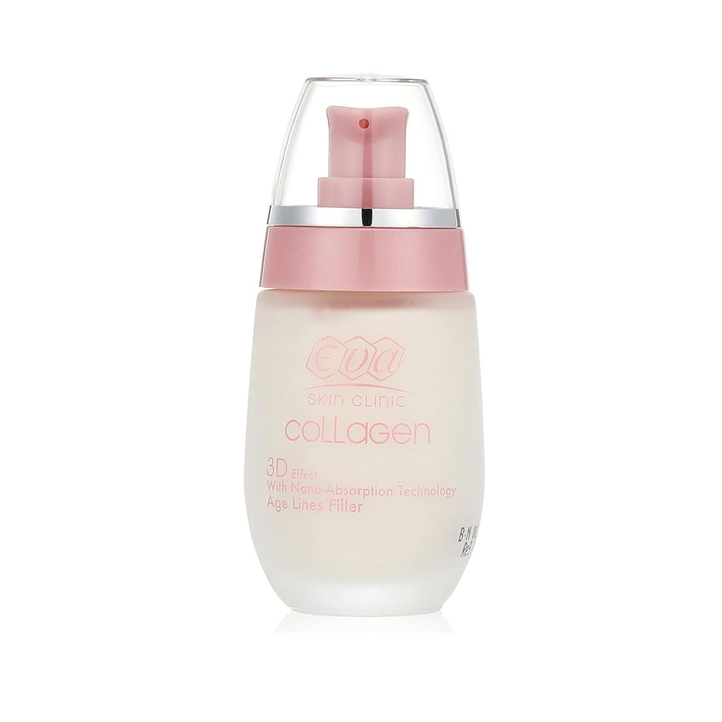 Refect Beauty Eva Skin Clinic Collagen Anti-Ageing Fine Lines Filler in a pink and frosted glass pump bottle