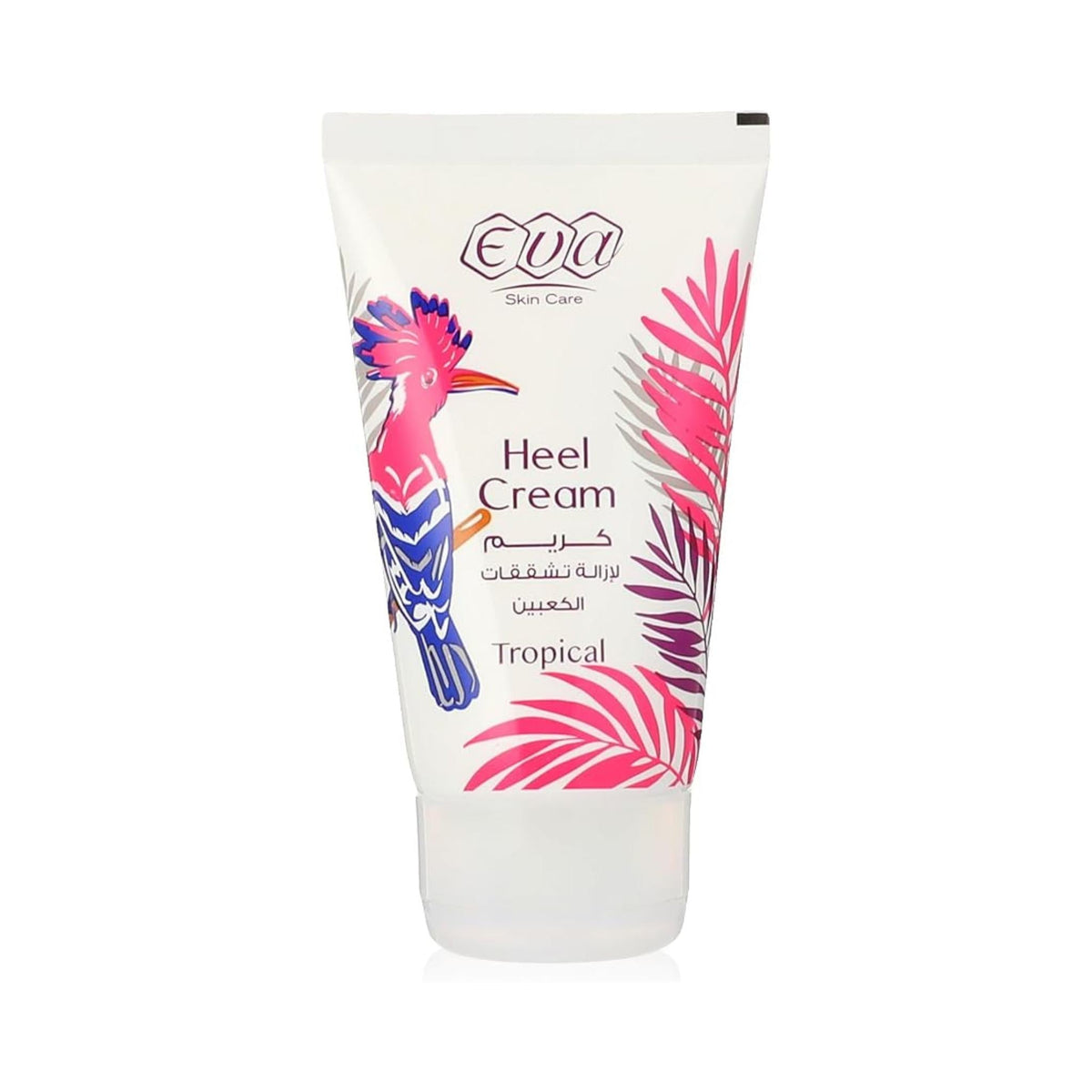 Refect Beauty Eva Heel Cream Tropical in a 60ml white tube with a colourful bird and tropical leaf design.