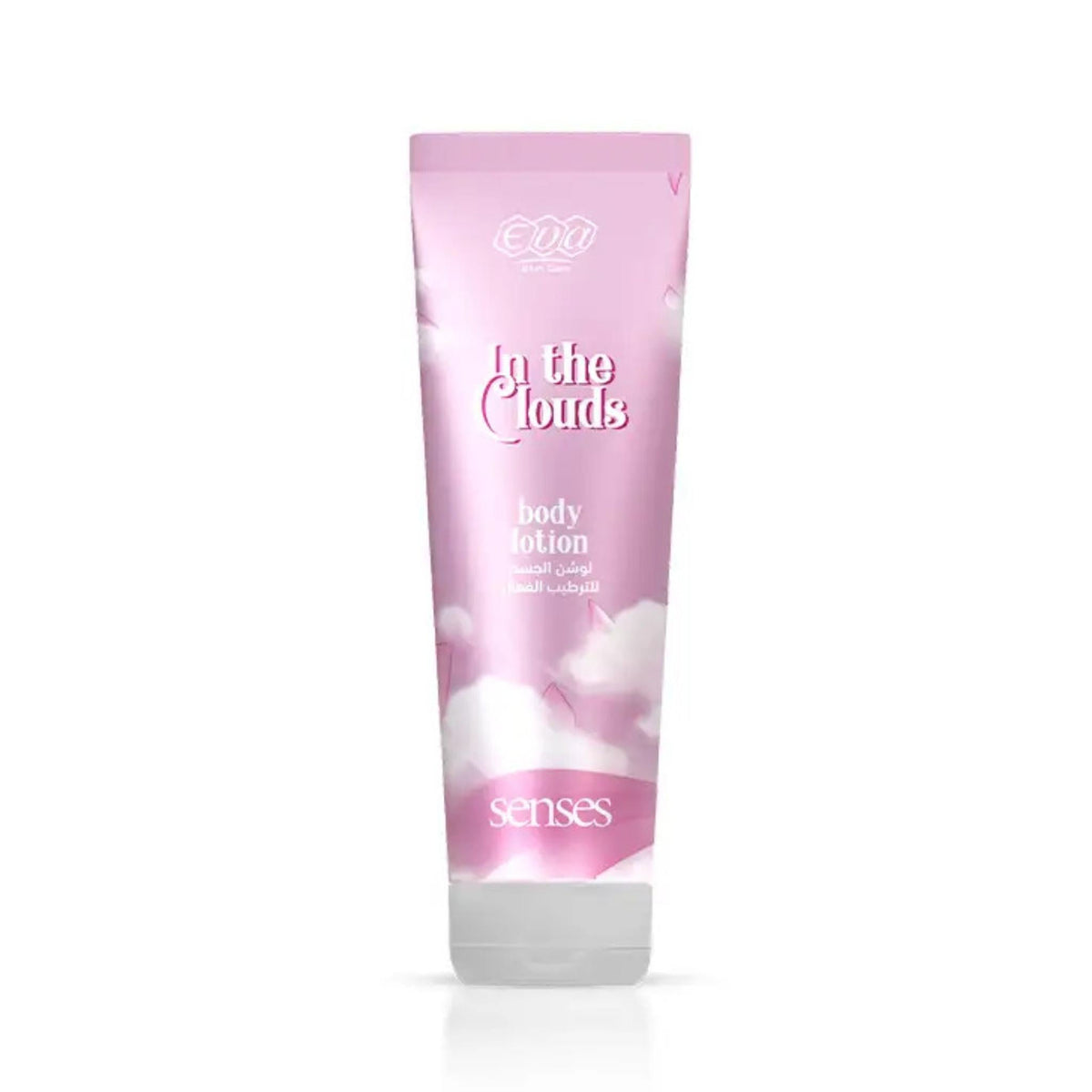 Refect Beauty Eva In The Clouds Senses body lotion in a pink 240ml squeeze tube with cloud-themed packaging