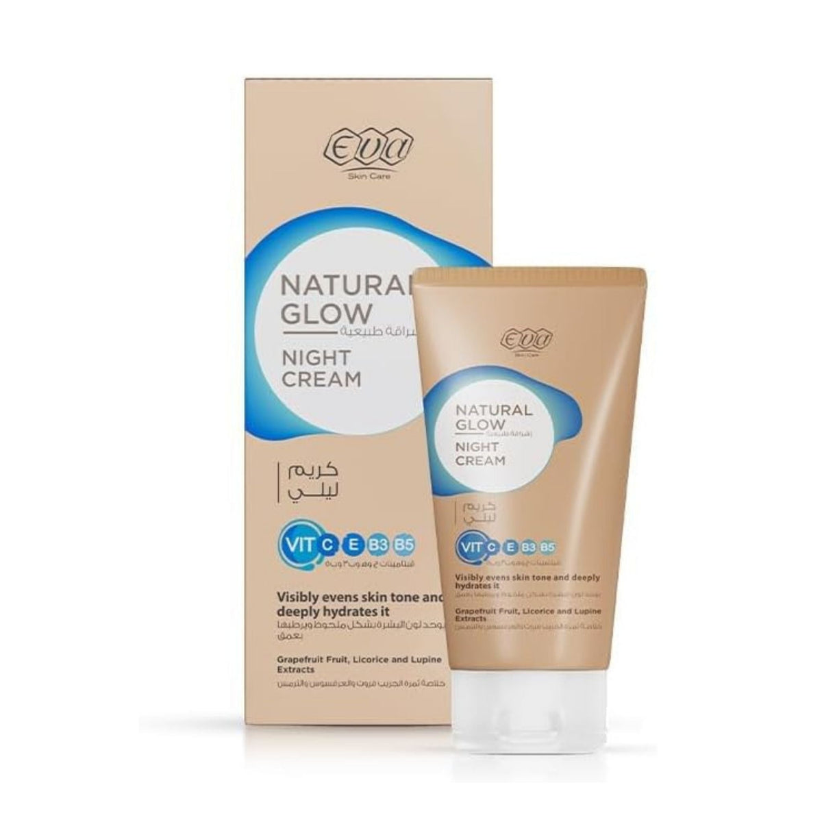 Refect Beauty Eva Natural Glow Night Cream tube and box with vitamin-enriched formula for radiant skin