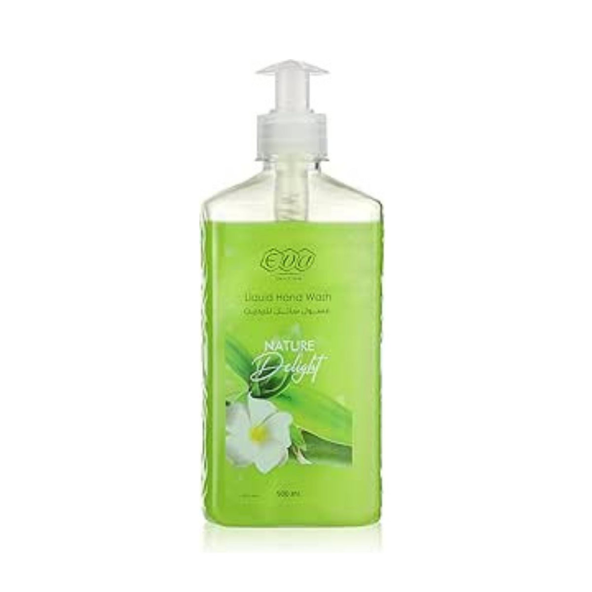 Refect Beauty Eva Nature Delight liquid hand wash in a clear 500ml pump bottle with green floral label design