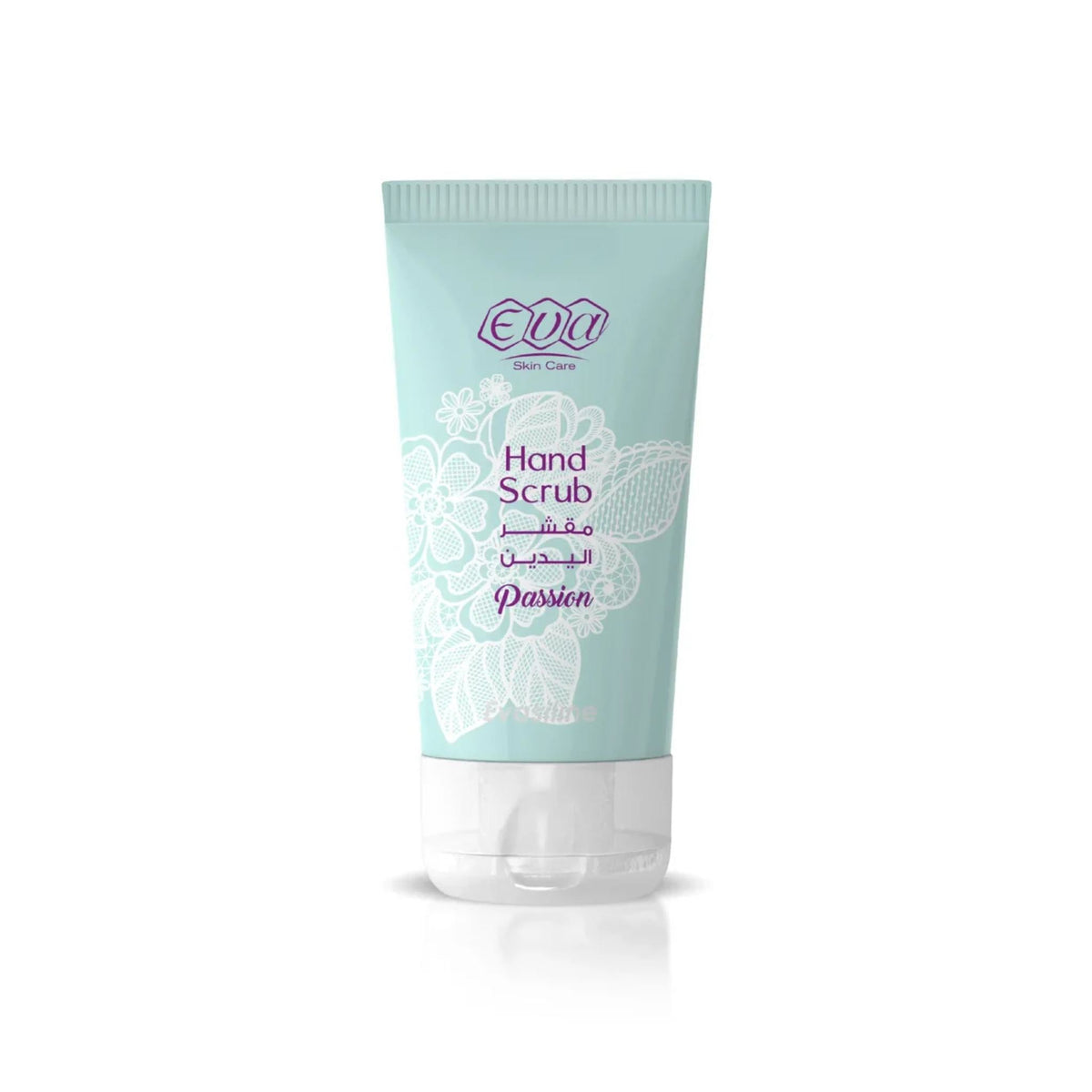 Refect Beauty Eva Passion hand scrub in a light blue 50ml squeeze tube with white floral design for exfoliating skin