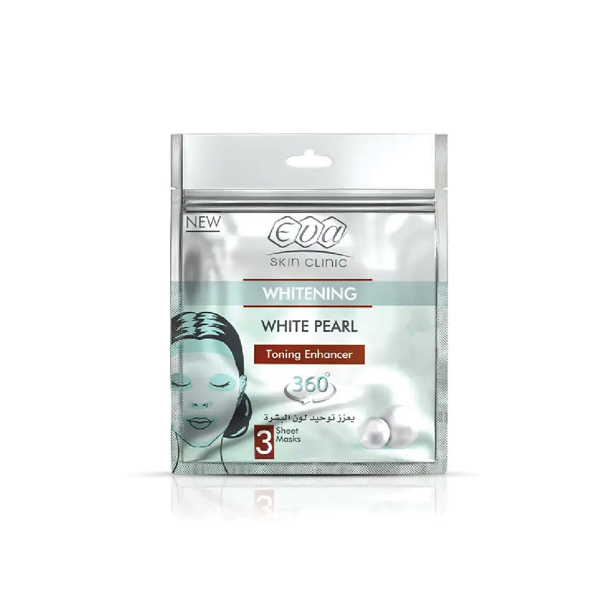 Refect Beauty Eva Whitening White Pearl sheet mask pack for brightening and hydrating facial skin care.