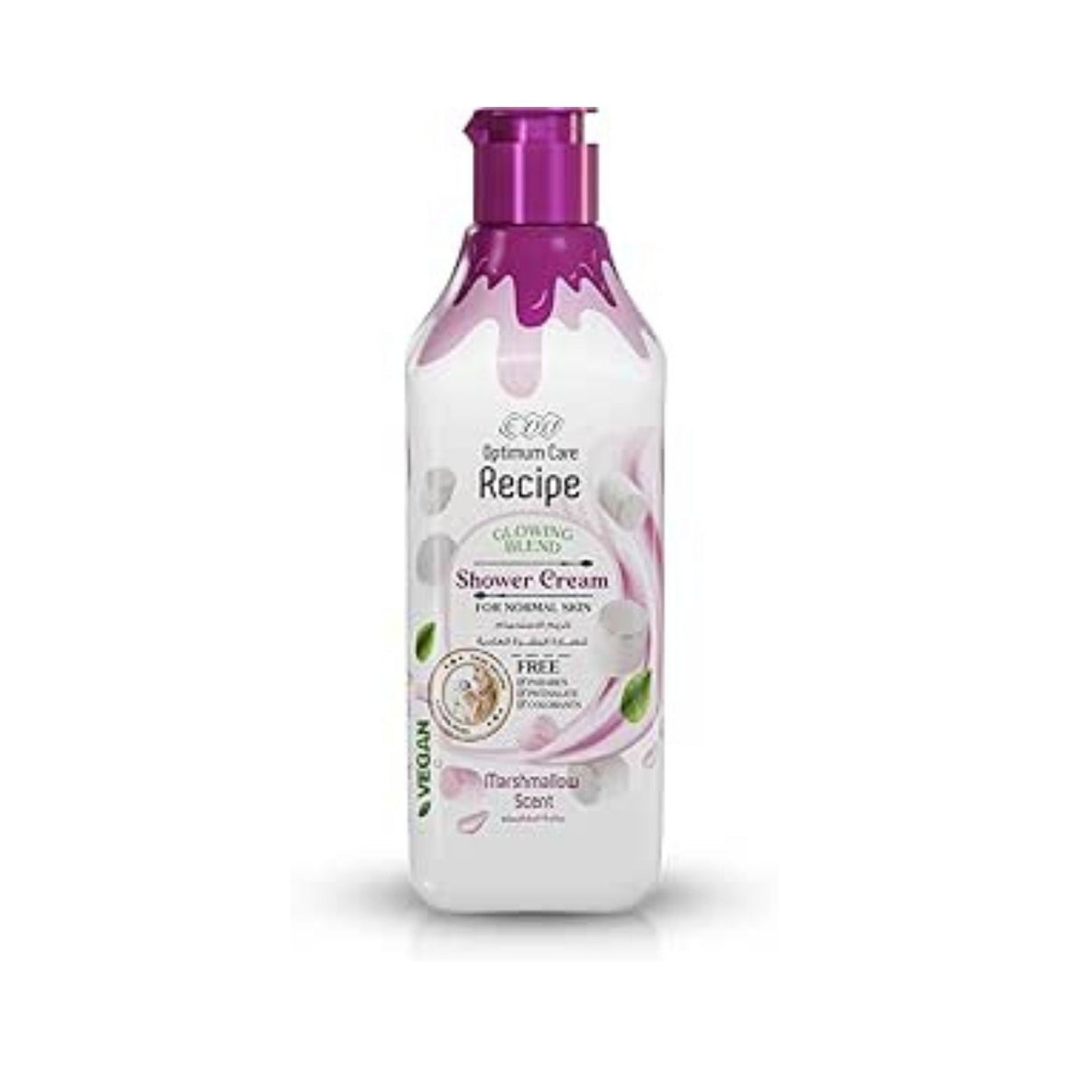Refect Beauty Eva Recipe Serenity Marshmallow shower cream in a white bottle with a purple pump and marshmallow design