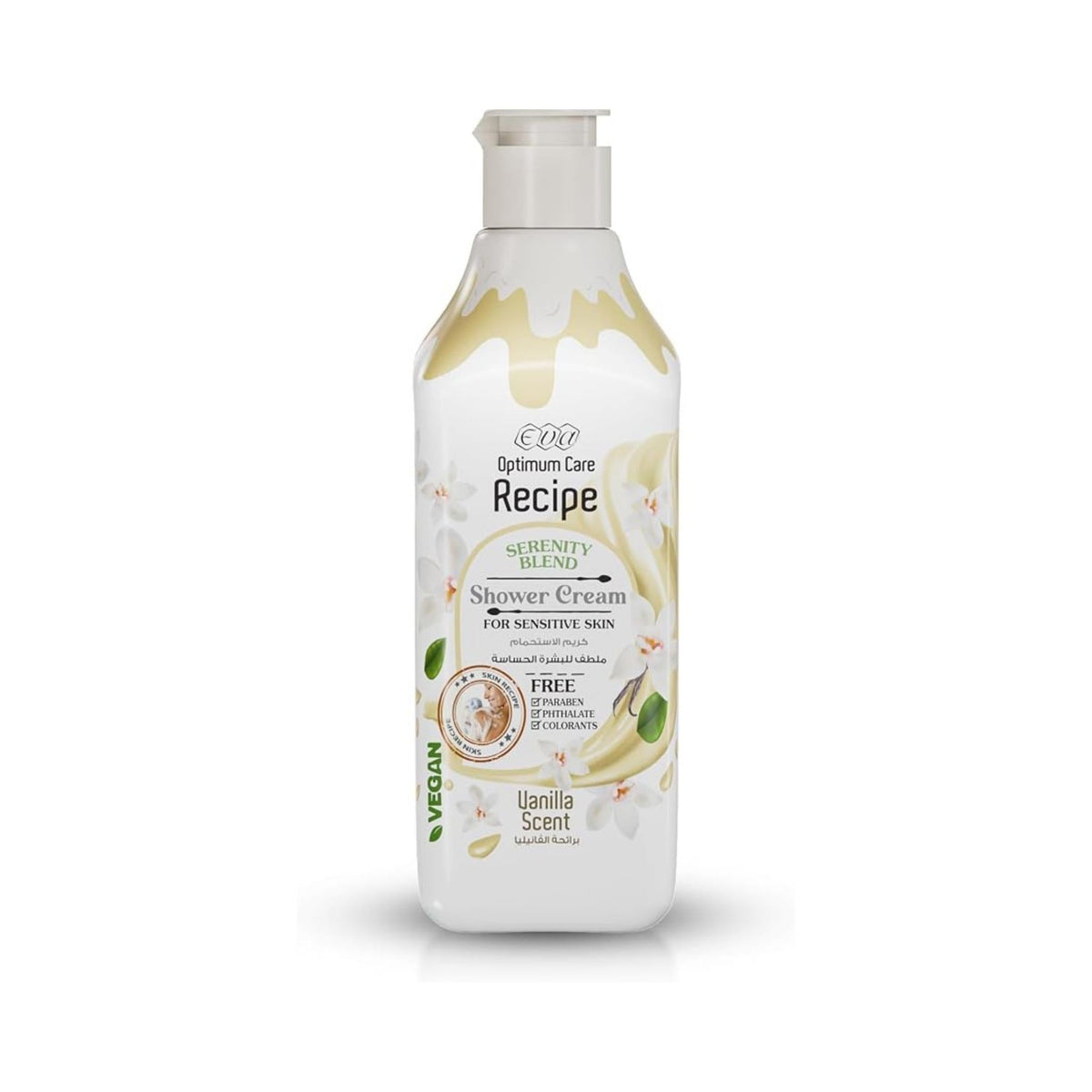 Refect Beauty Eva Optimum Care Recipe vanilla shower cream bottle for sensitive skin with floral design
