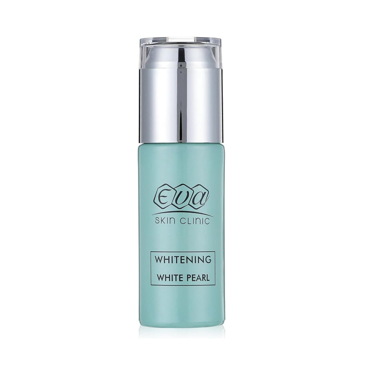 Refect Beauty Eva Skin Clinic White Pearl whitening cream in a light blue pump bottle with a silver cap.