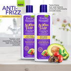 Refect Beauty Every Strand No More Frizz shampoo and conditioner bottles with avocado, rose hip, and castor oil