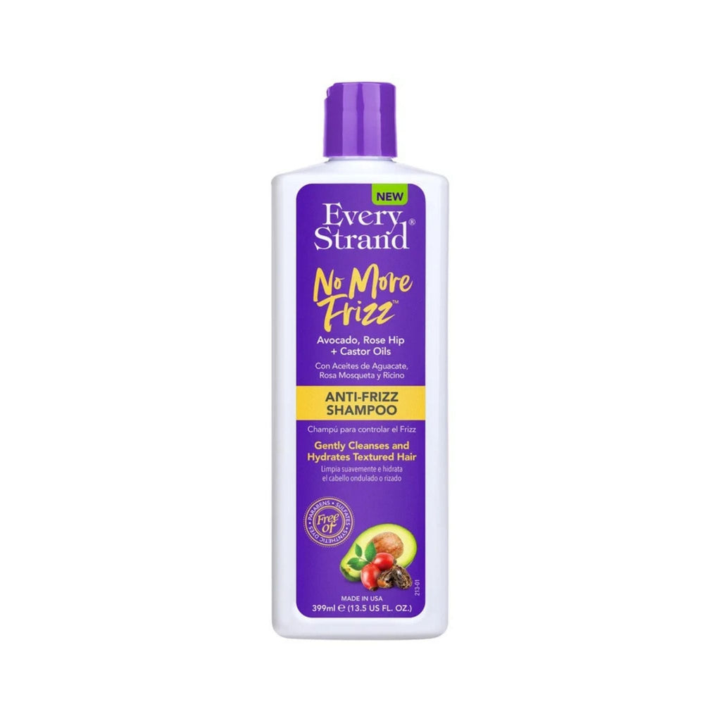 Refect Beauty Every Strand No More Frizz anti-frizz shampoo bottle with avocado, rose hip, and castor oils.