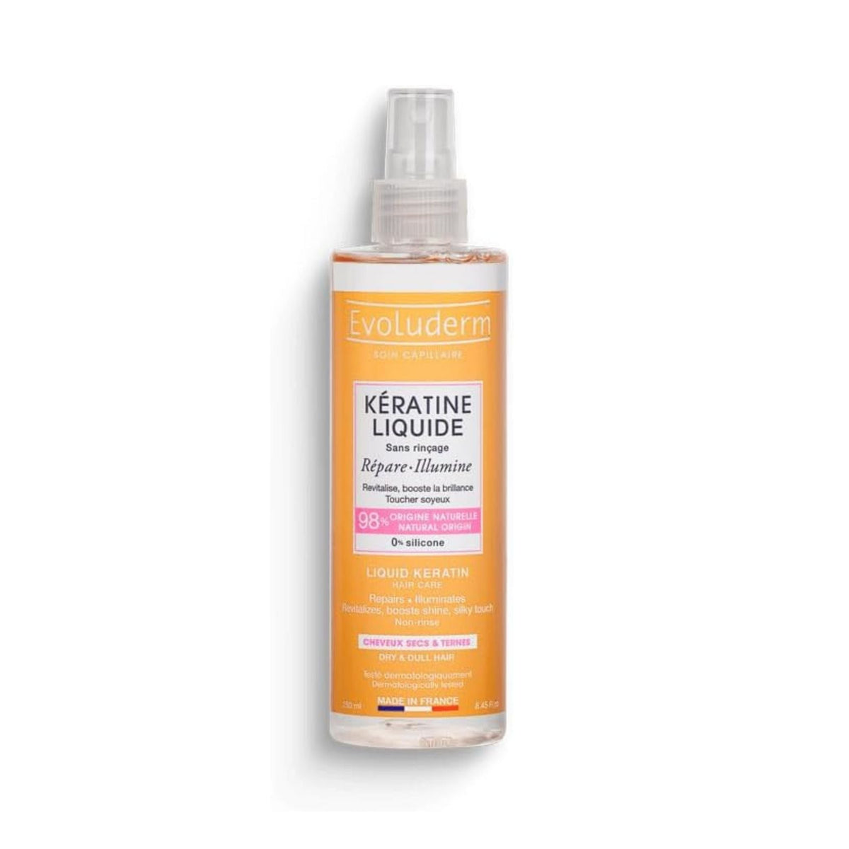 Refect Beauty Evoluderm Liquid Keratin leave-in hair care mist spray bottle for dry and dull hair