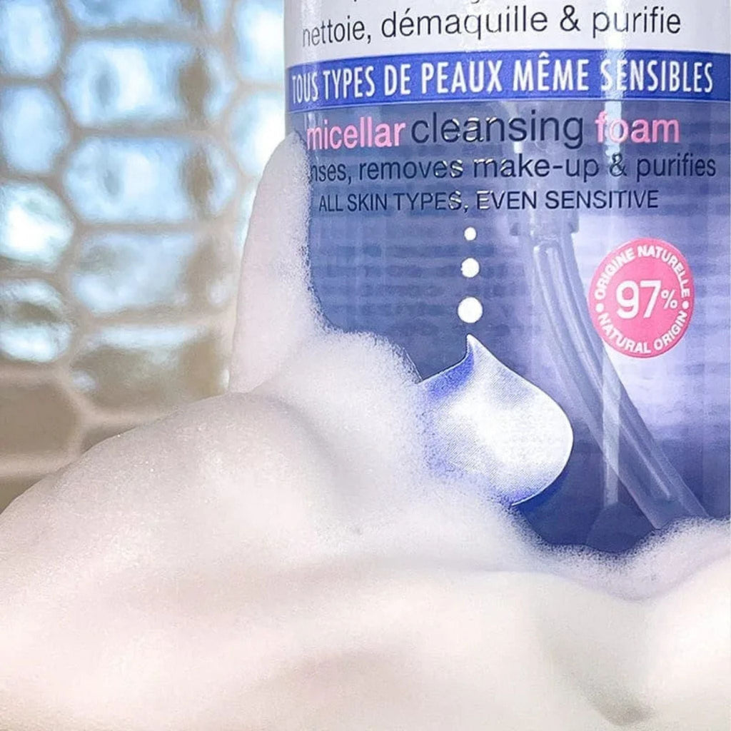 Refect Beauty Evoluderm Micellar Cleansing Foam with a rich, airy white lather for gentle facial cleansing.