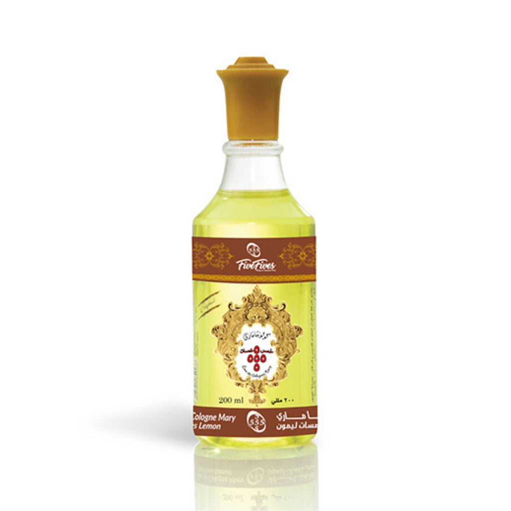 Refect Beauty Five Fives Marie Lemon Eau de Cologne in a clear glass bottle with a yellow cap and citrus scent
