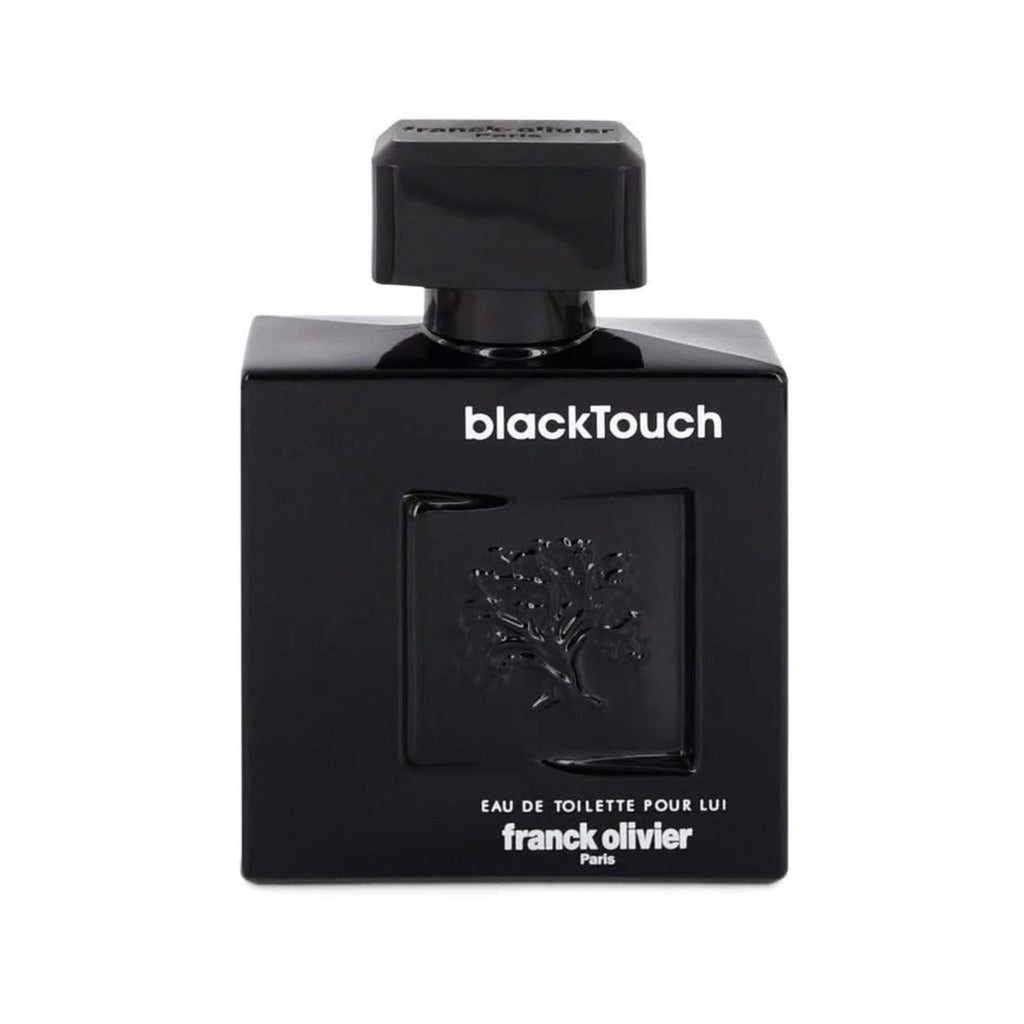 Refect Beauty Franck Olivier Black Touch Eau de Toilette in a sleek black square glass bottle with tree emblem