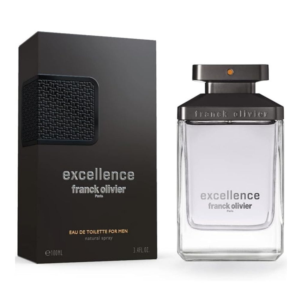 Refect Beauty Franck Olivier Excellence Eau de Toilette for men in a glass bottle with a black textured box.