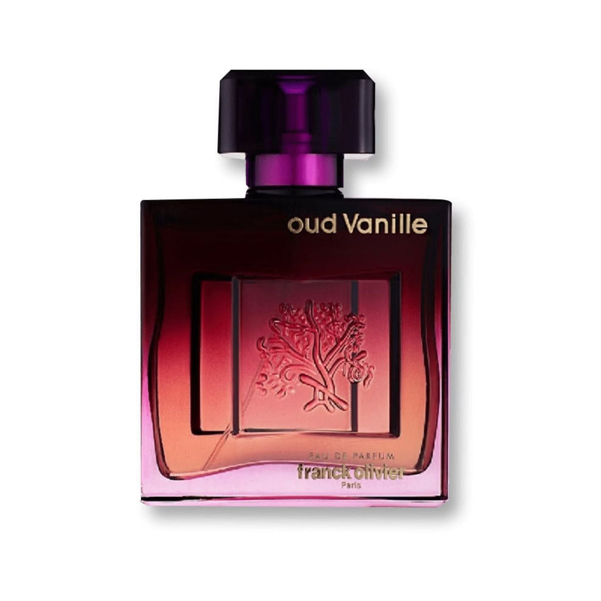 Refect Beauty Franck Olivier Oud Vanille unisex eau de parfum in a square gradient glass bottle with a tree emblem.
