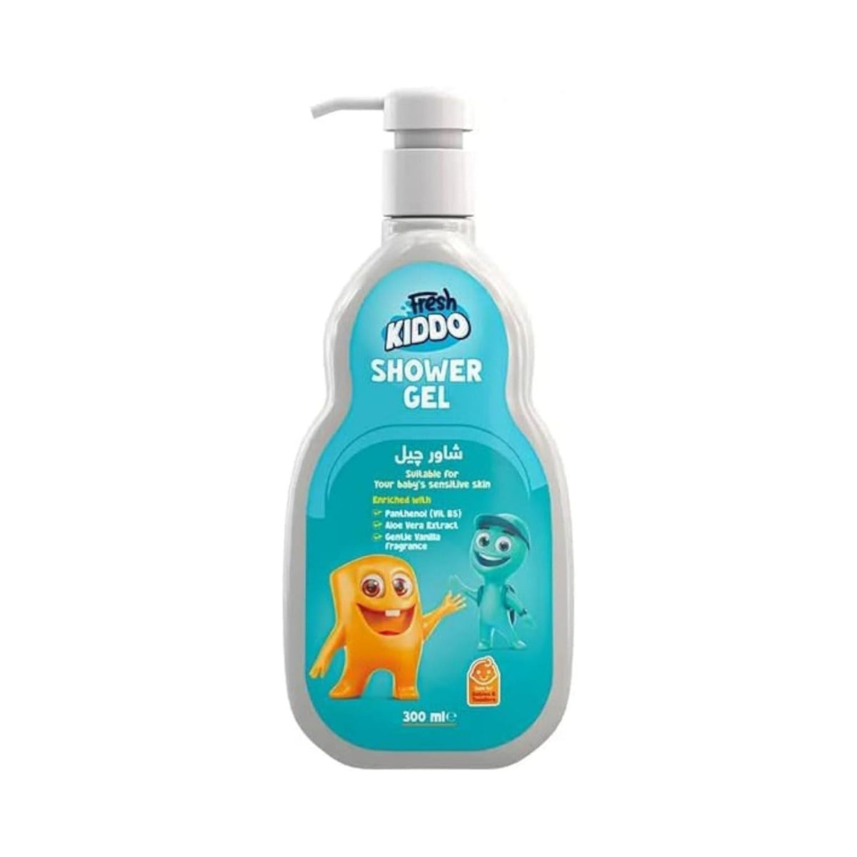 Refect Beauty Fresh Kiddo baby shower gel in a 300ml pump bottle with cartoon characters on the label