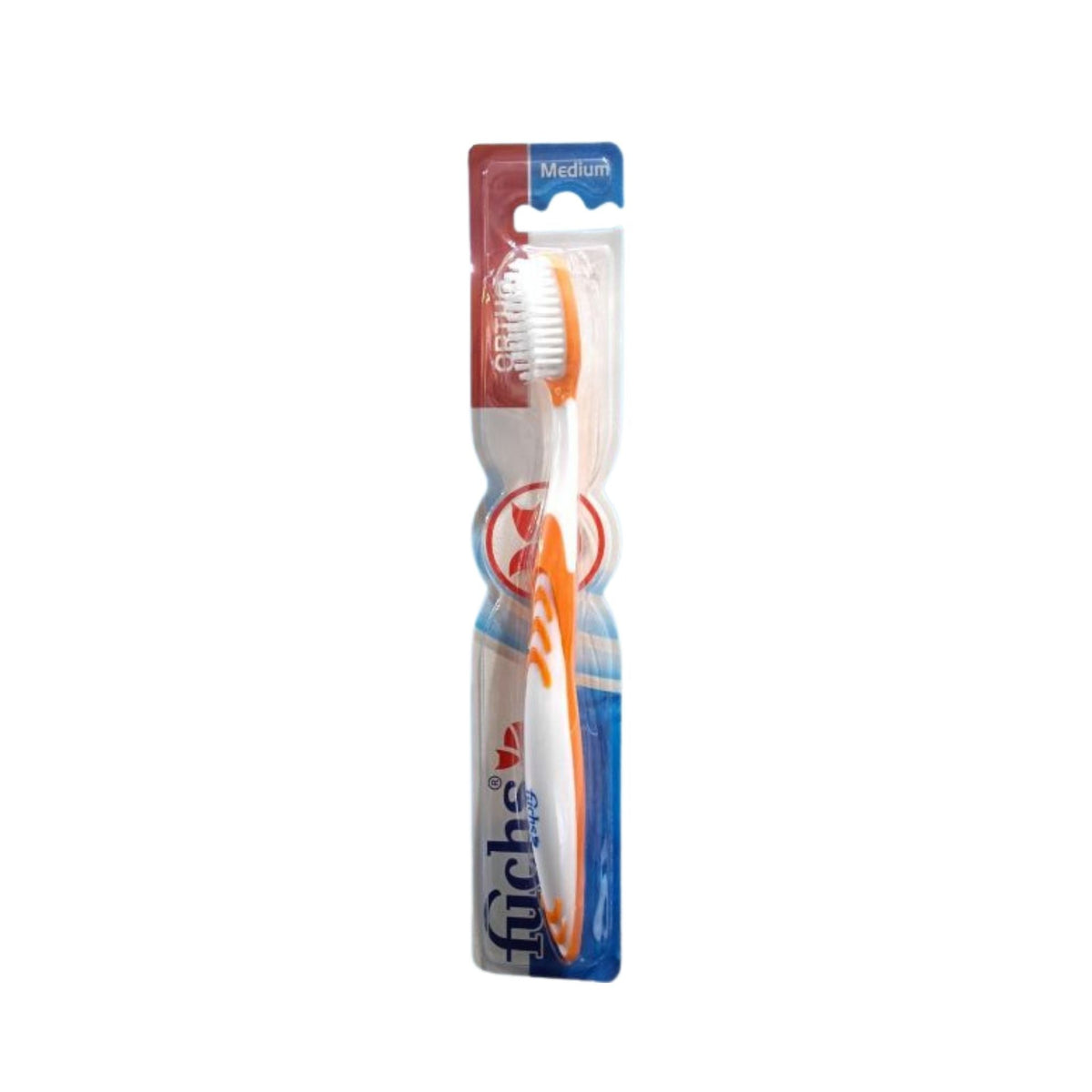 Refect Beauty Fuchs Ortho medium toothbrush with orange and white ergonomic handle for cleaning braces and wires