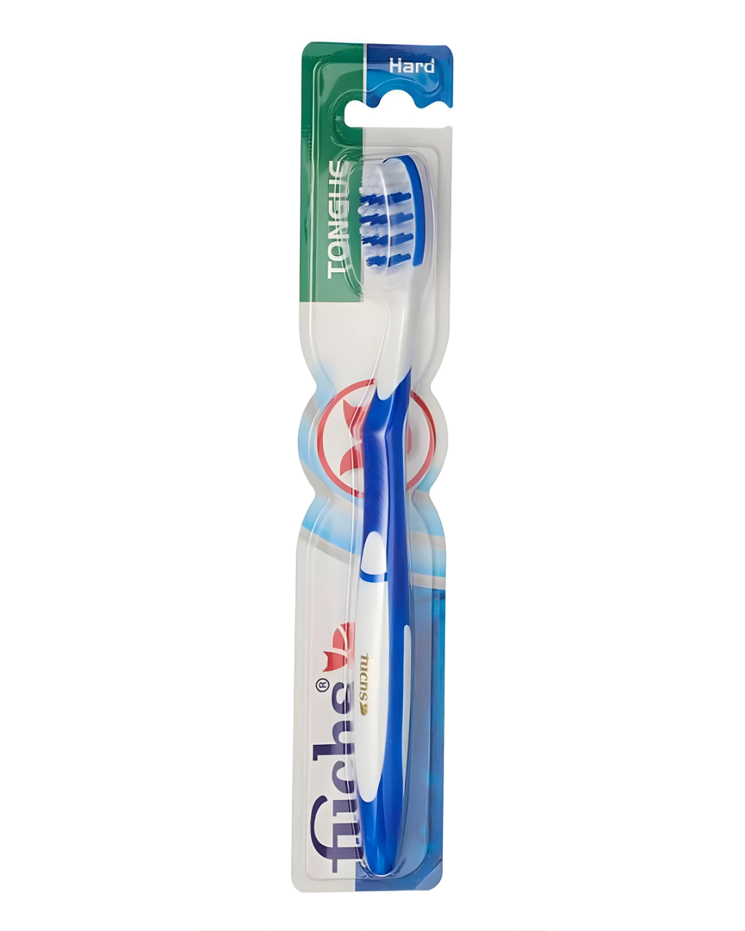 Refect Beauty Fuchs Tongue Hard Toothbrush with blue and white bristles in original retail packaging