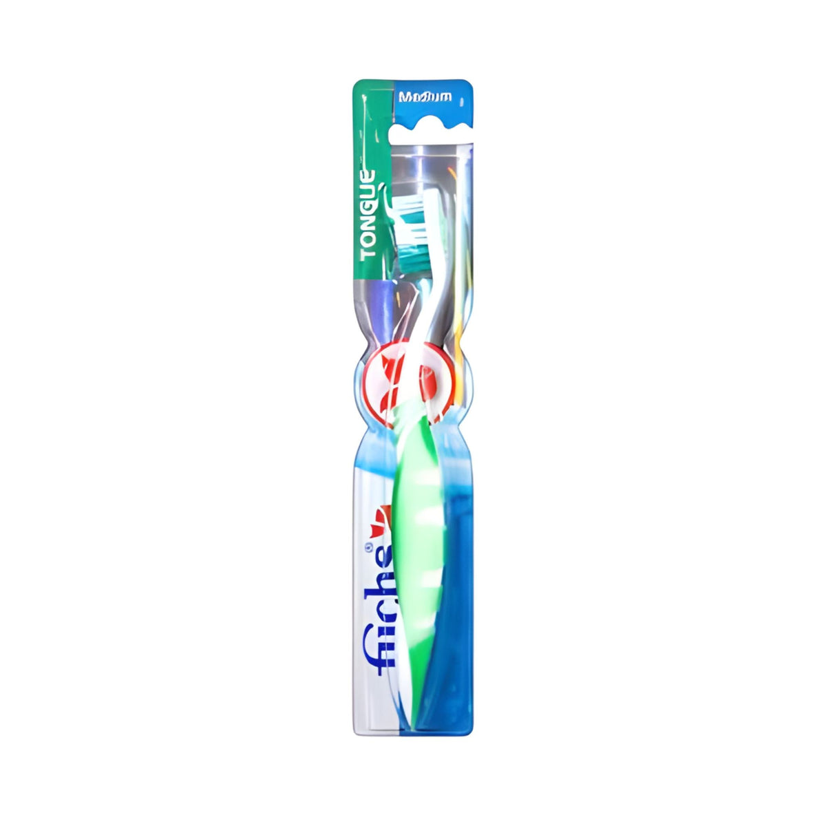 Refect Beauty Fuchs medium toothbrush with integrated tongue cleaner in green and white packaging