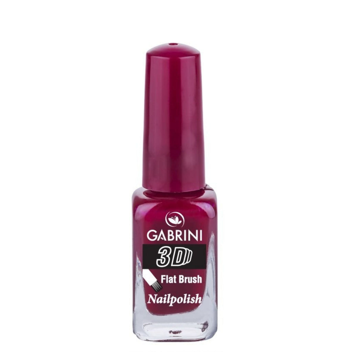 Refect Beauty Gabrini 3D nail polish in a deep magenta shade with a glossy finish and flat brush applicator 42