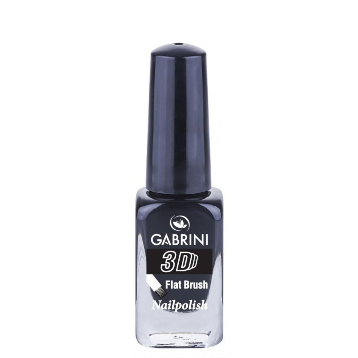 Refect Beauty Gabrini 3D nail polish in a deep black shade with a glossy finish and flat brush applicator 59