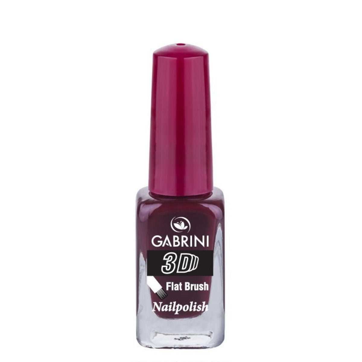 Refect Beauty Gabrini 3D nail polish in a deep burgundy shade with a glossy finish and flat brush applicator 33