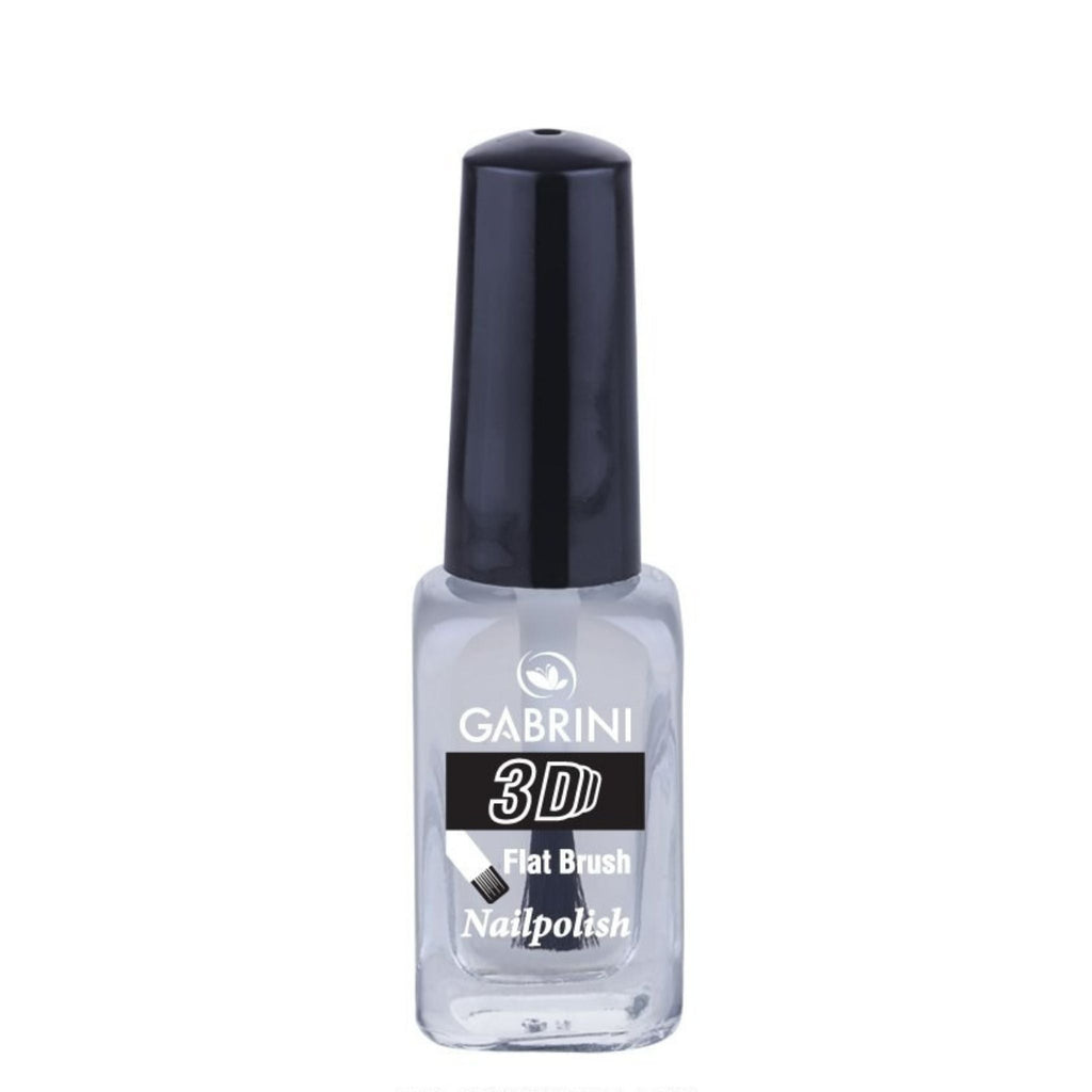 Refect Beauty Gabrini 3D clear nail polish bottle with a black cap and flat brush applicator for a glossy finish 00