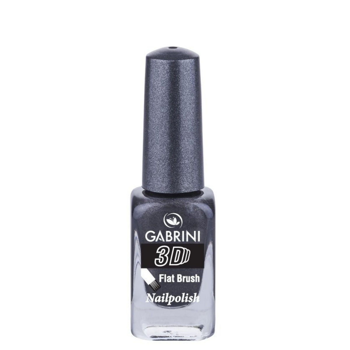 Refect Beauty Gabrini 3D nail polish in a shimmering dark grey shade with a glossy finish and flat brush applicator 78