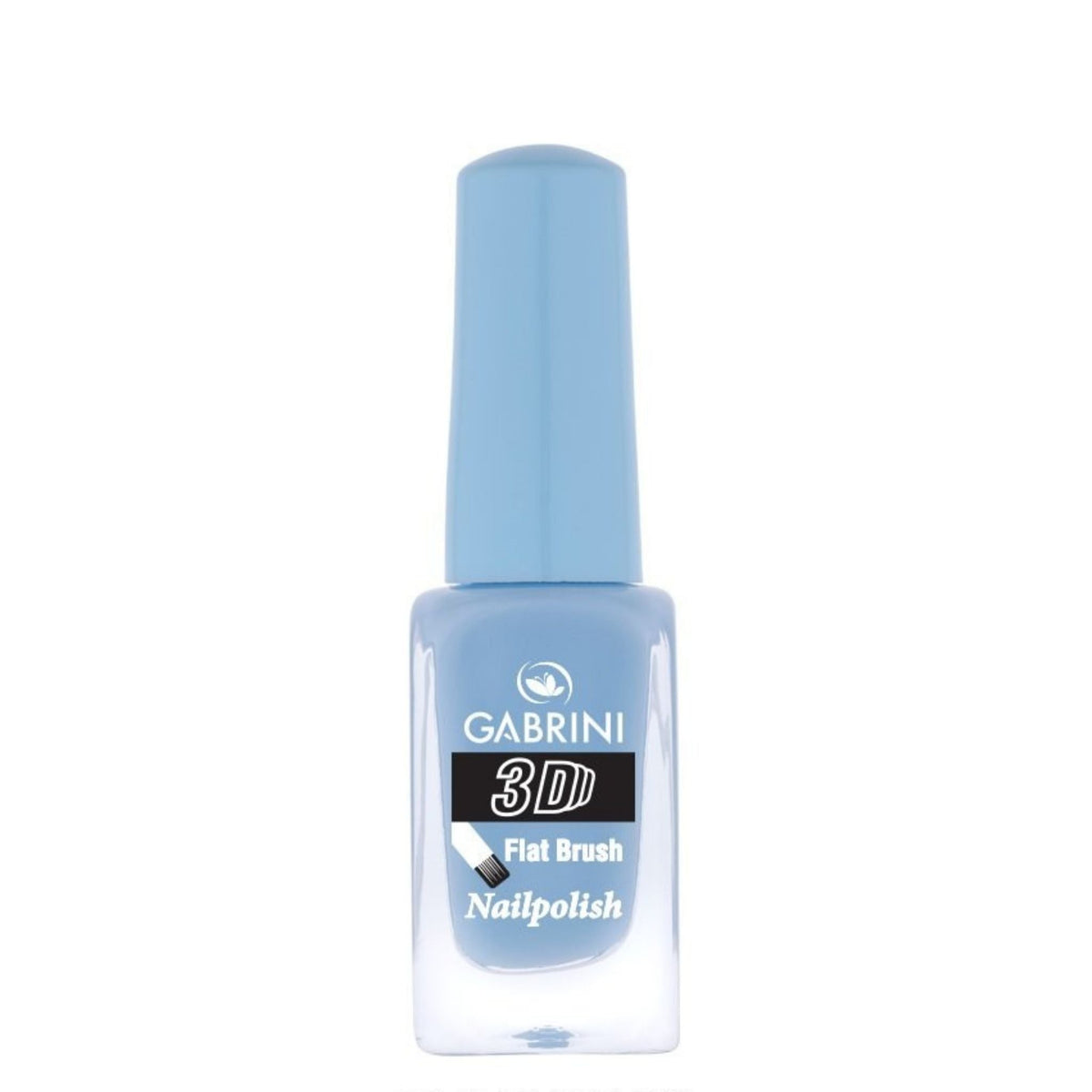 Refect Beauty Gabrini 3D nail polish in a soft pastel blue shade with a glossy finish and flat brush applicator. 13