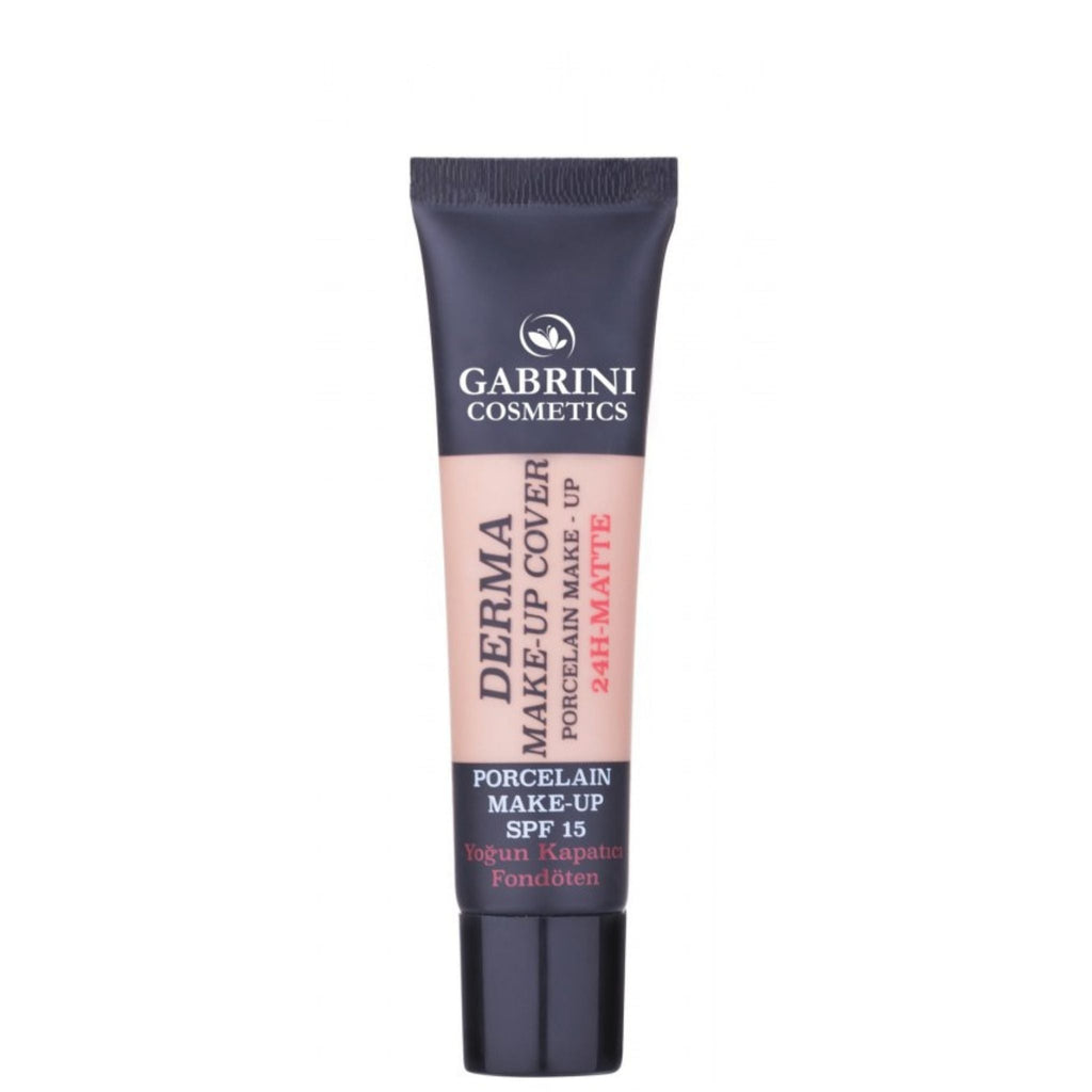 Refect Beauty Gabrini Derma Make-Up Cover full-coverage liquid foundation in a squeeze tube with SPF 15 protection. 104