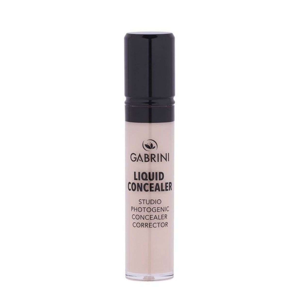 Refect Beauty Gabrini liquid concealer in a clear tube with a black cap for covering dark circles and blemishes. 01
