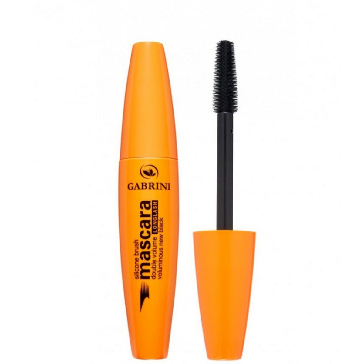 Refect Beauty Gabrini long lash mascara in an orange tube with a black silicone applicator brush for defined lashes.