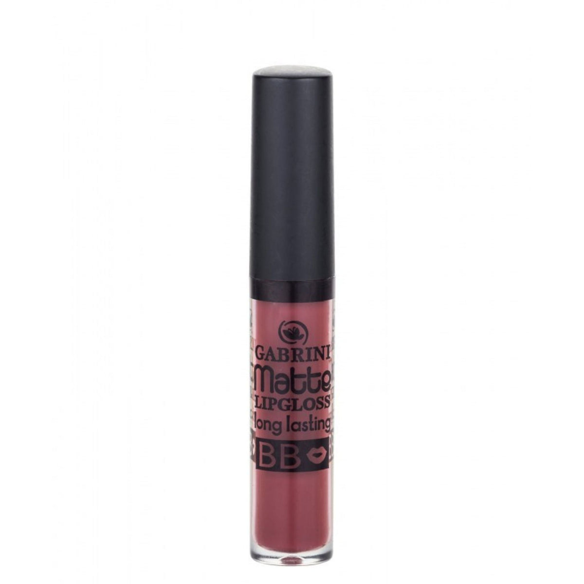 Refect Beauty Gabrini Matte long-lasting liquid lipgloss in a deep mauve shade with a sleek black applicator cap. 23