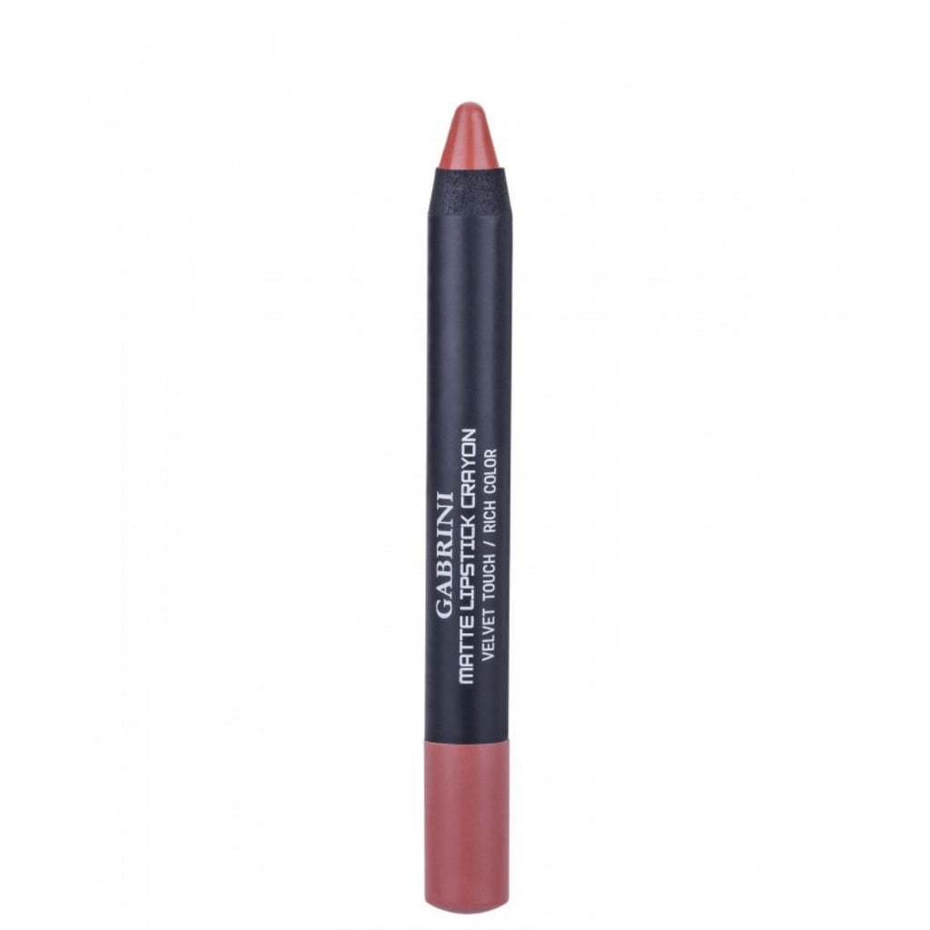 Refect Beauty Gabrini matte lipstick crayon in a dusty rose shade with a black casing for precise lip application. 03