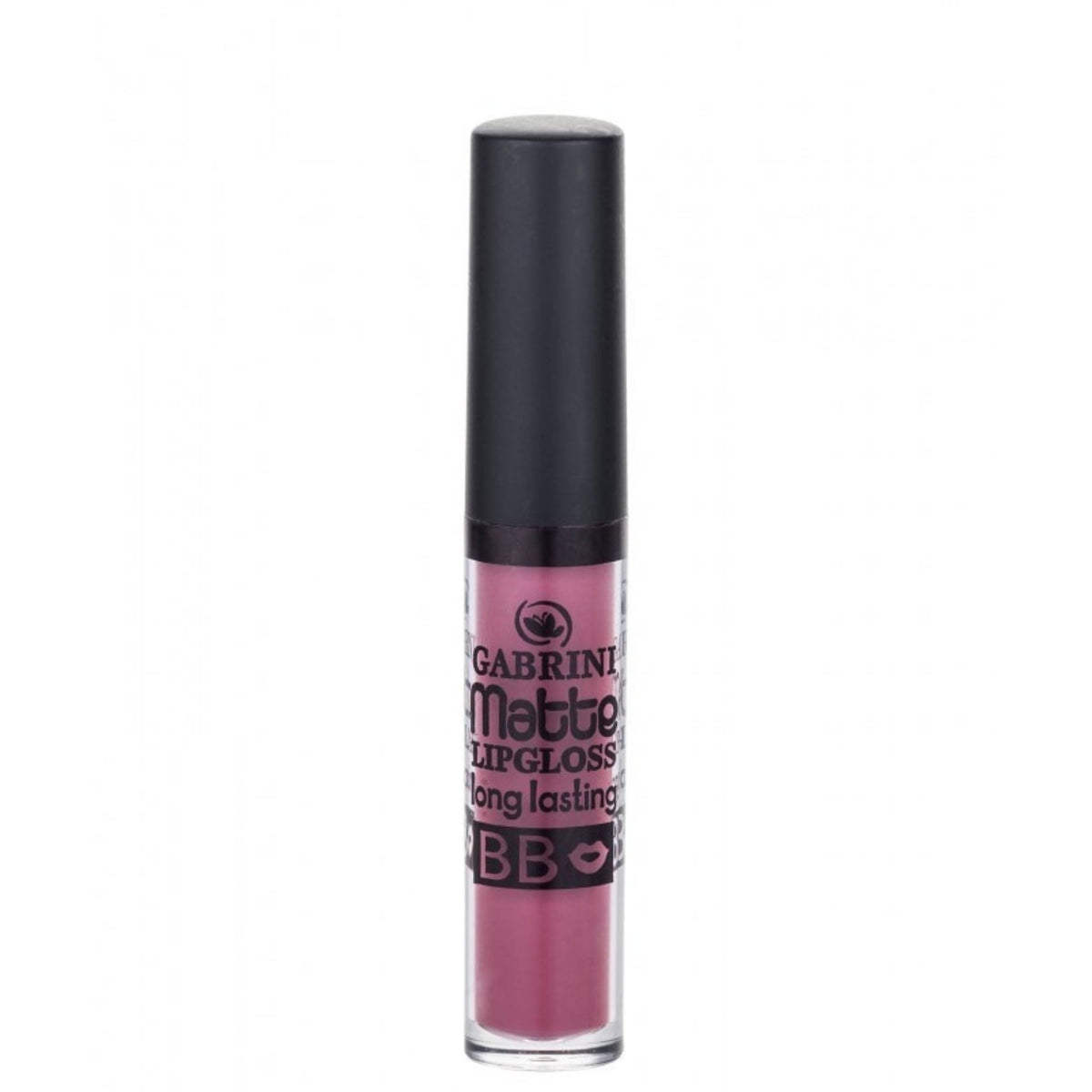 Refect Beauty Gabrini matte liquid lipgloss in a dusty rose shade with a black cap and clear tube packaging. 22