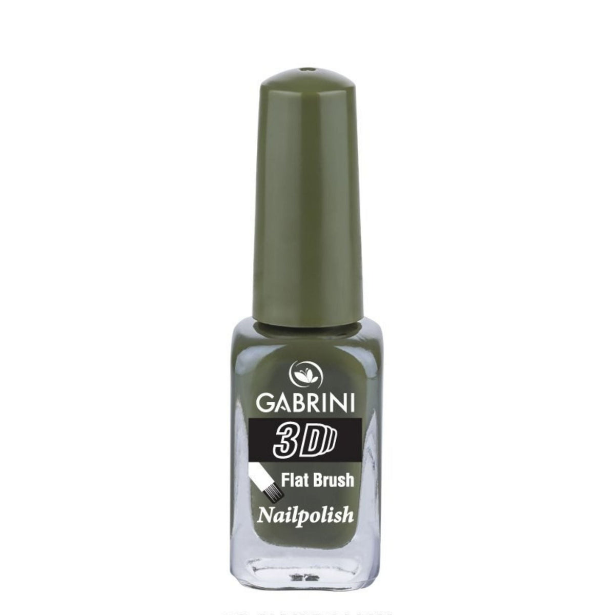 Refect Beauty Gabrini 3D nail polish in a deep olive green shade with a glossy finish in a glass bottle 60