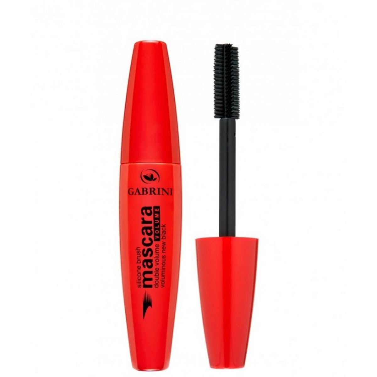 Refect Beauty Gabrini silicone brush volume mascara in a vibrant red tube with an applicator wand