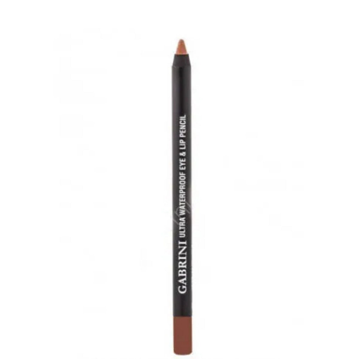 Refect Beauty Gabrini Ultra waterproof eye and lip pencil in a warm brown shade with a sleek black casing.