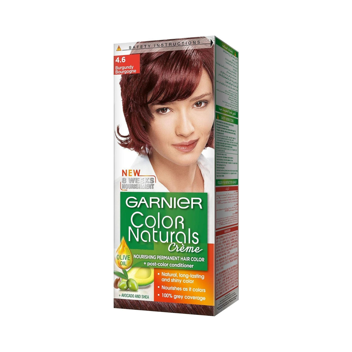 Refect Beauty Garnier Color Naturals 4.6 Burgundy permanent hair color cream box with nourishing oils