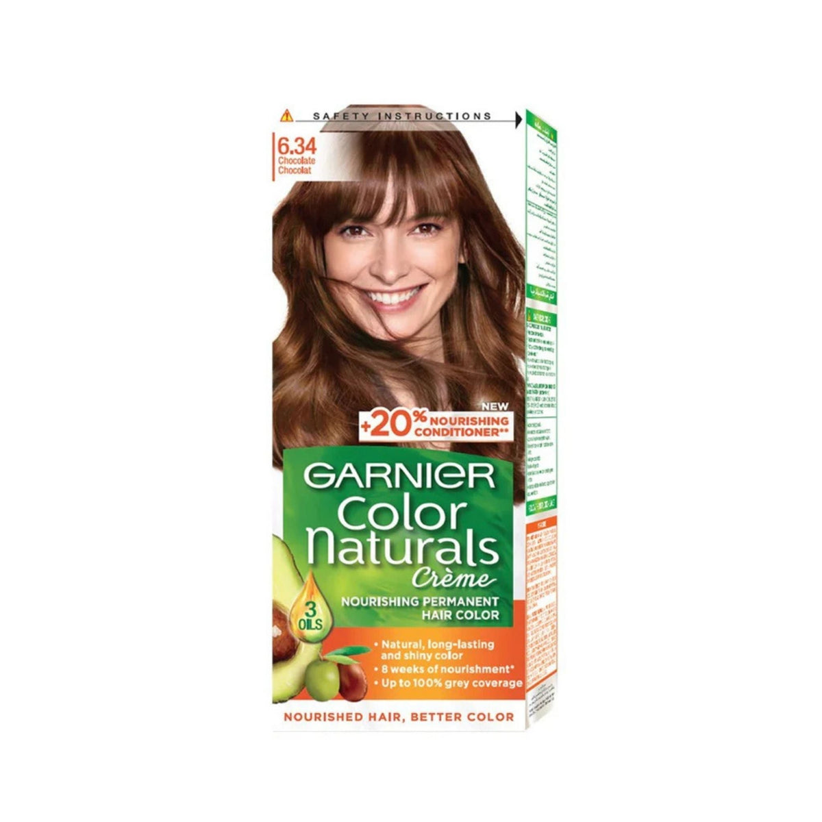 Refect Beauty Garnier Color Naturals 6.34 Chocolate permanent hair color cream box with nourishing oils