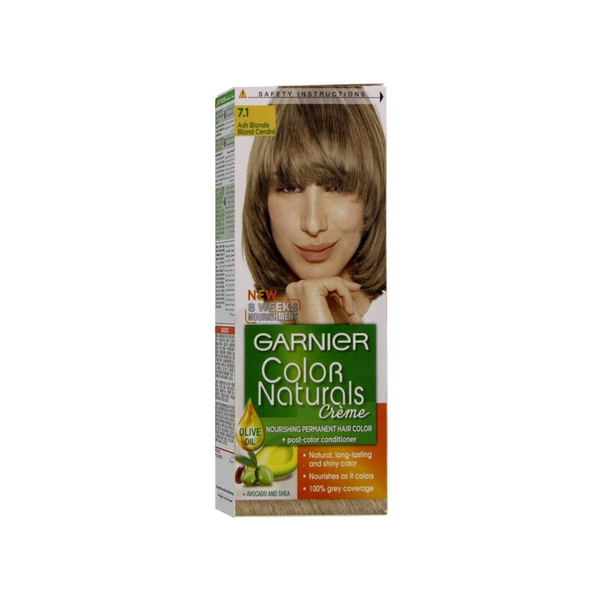 Refect Beauty Garnier Color Naturals 7.1 Ash Blonde permanent hair dye box with nourishing oils for grey coverage