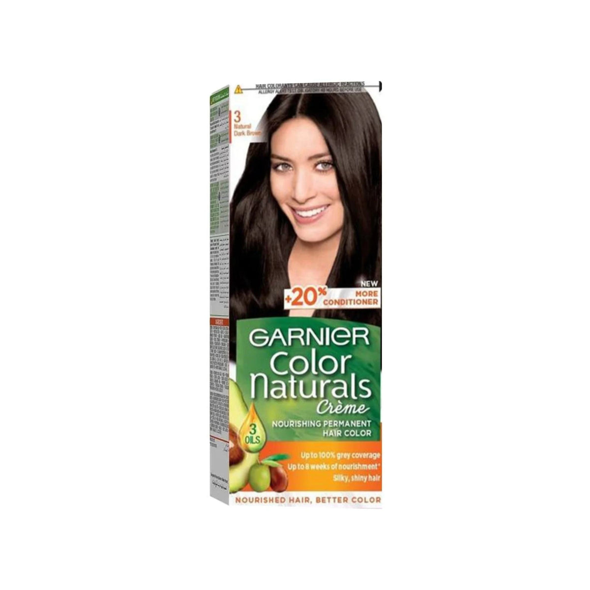 Refect Beauty Garnier Color Naturals permanent hair dye in shade 3 Natural Dark Brown with nourishing oils