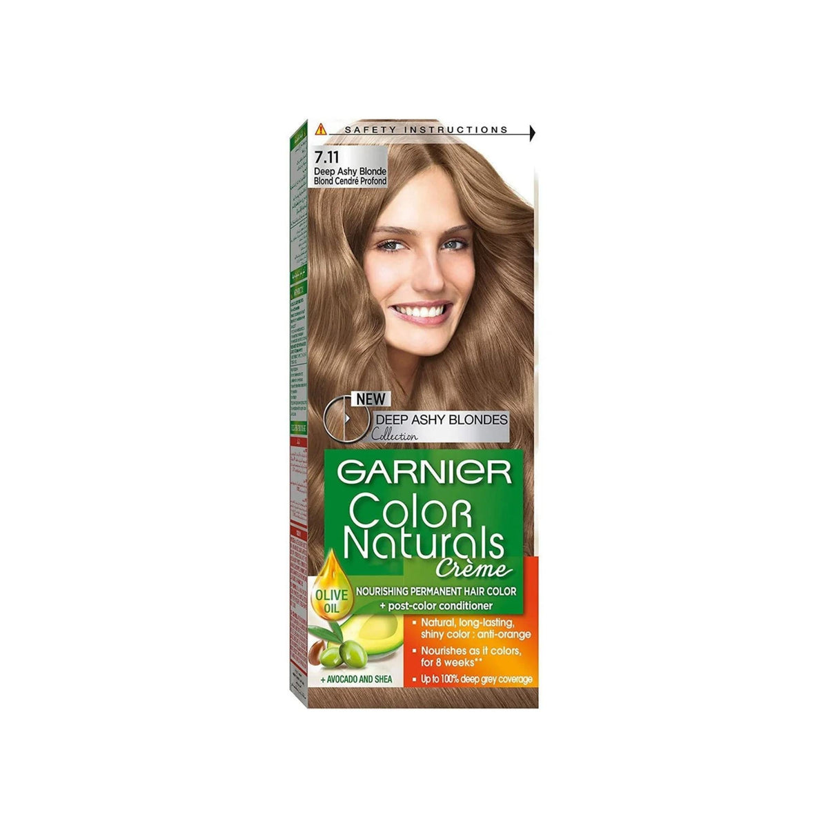 Refect Beauty Garnier Color Naturals permanent hair dye in 7.11 Deep Ashy Blonde with nourishing oils and shea butter.