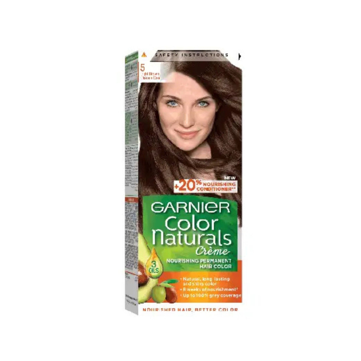 Refect Beauty Garnier Color Naturals Light Brown hair dye box featuring a model with glossy brown hair