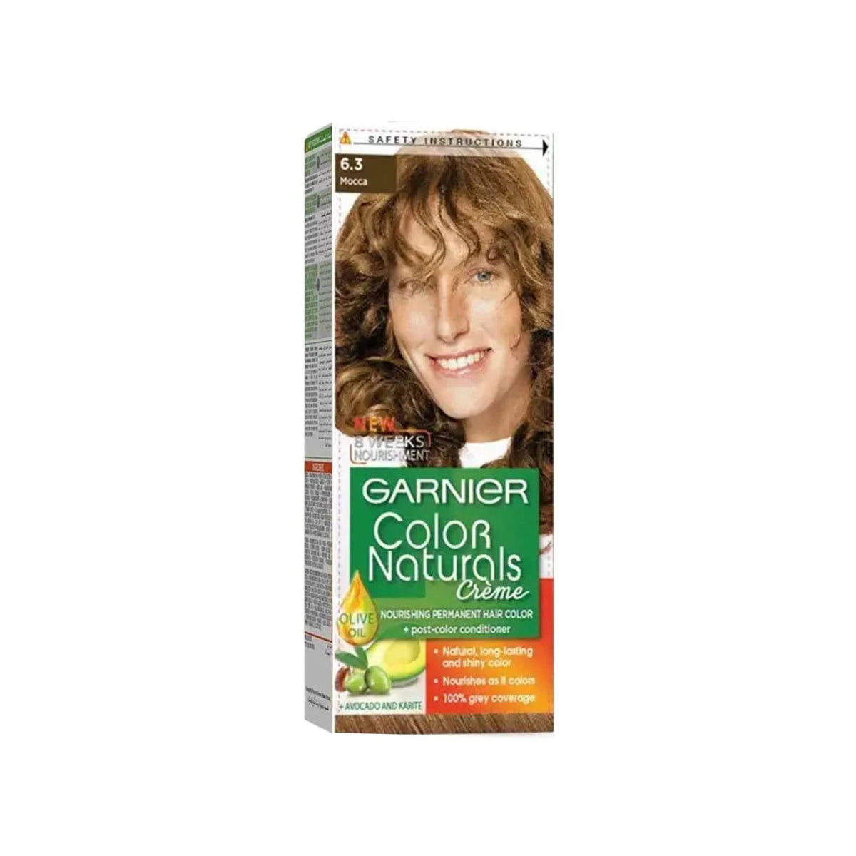 Refect Beauty Garnier Color Naturals permanent hair dye in 6.3 Mocca shade with nourishing oils for grey coverage