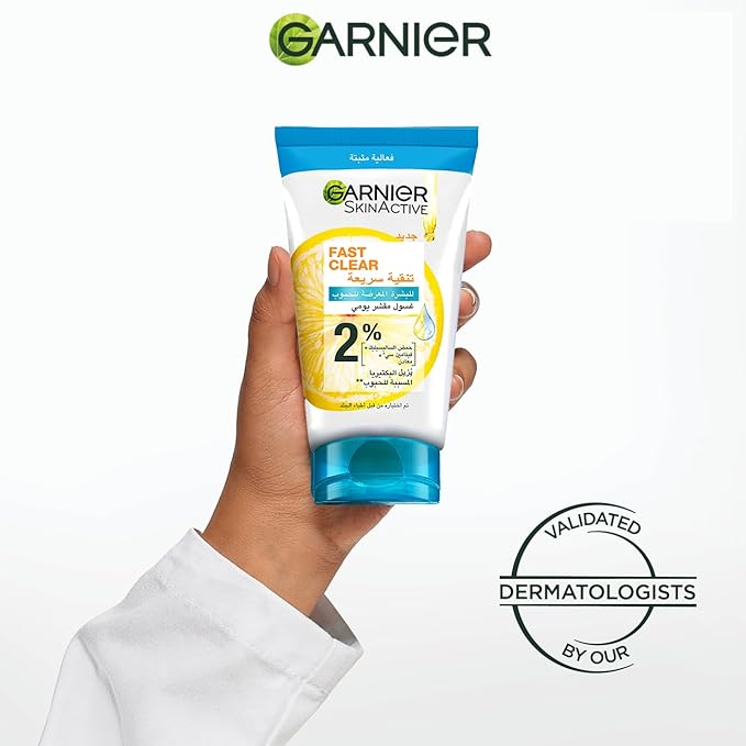 Refect Beauty Garnier SkinActive Fast Clear 3-in-1 exfoliating face wash for acne-prone skin with salicylic acid
