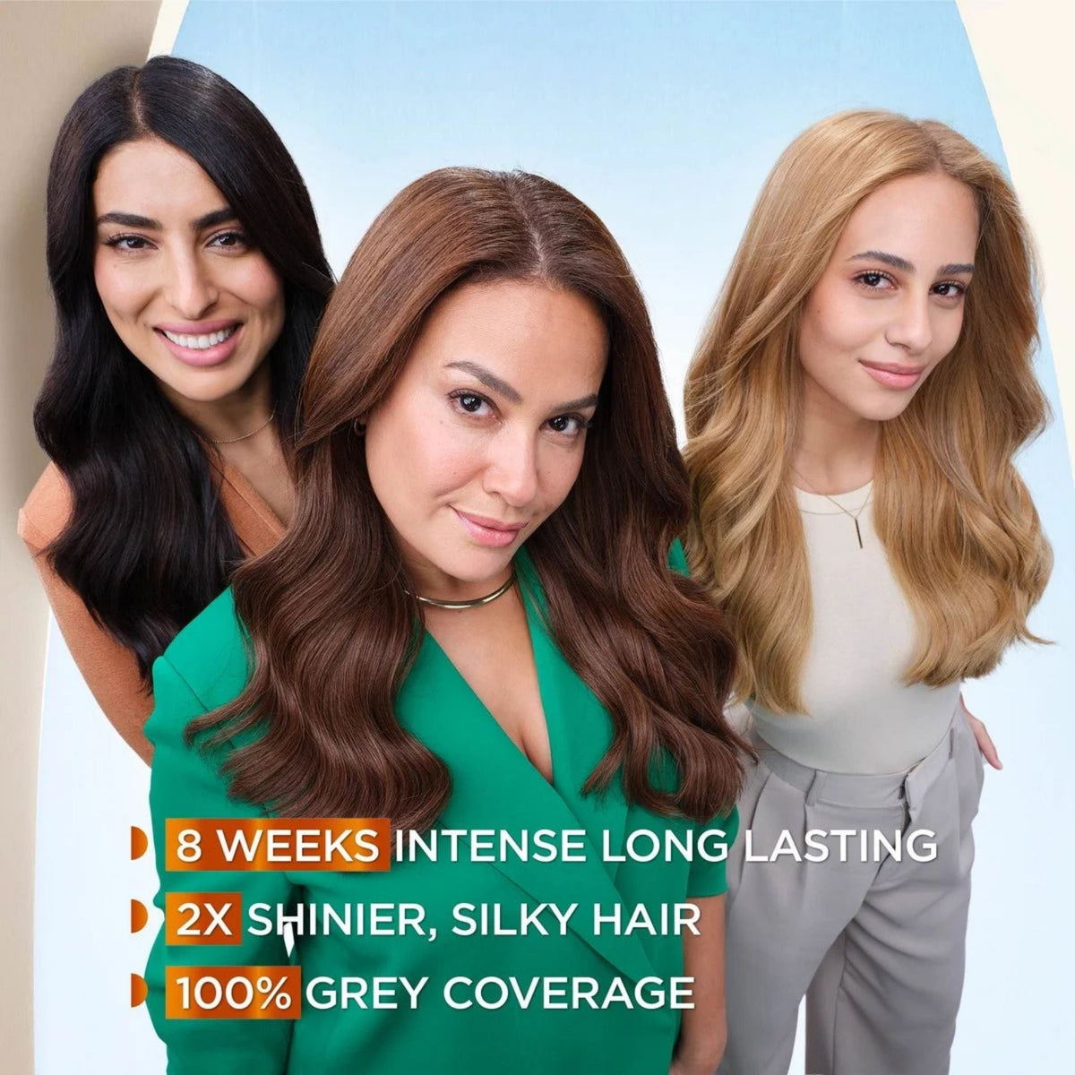 Refect Beauty Garnier Color Naturals hair dye models showing vibrant, shiny, and long-lasting hair color results.