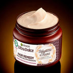 Refect Beauty Garnier Ultra Dolce hair mask in a brown jar with creamy white moisturizing treatment visible inside.