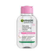 Refect Beauty Garnier SkinActive Micellar Cleansing Water for sensitive skin in a clear bottle with a pink cap.