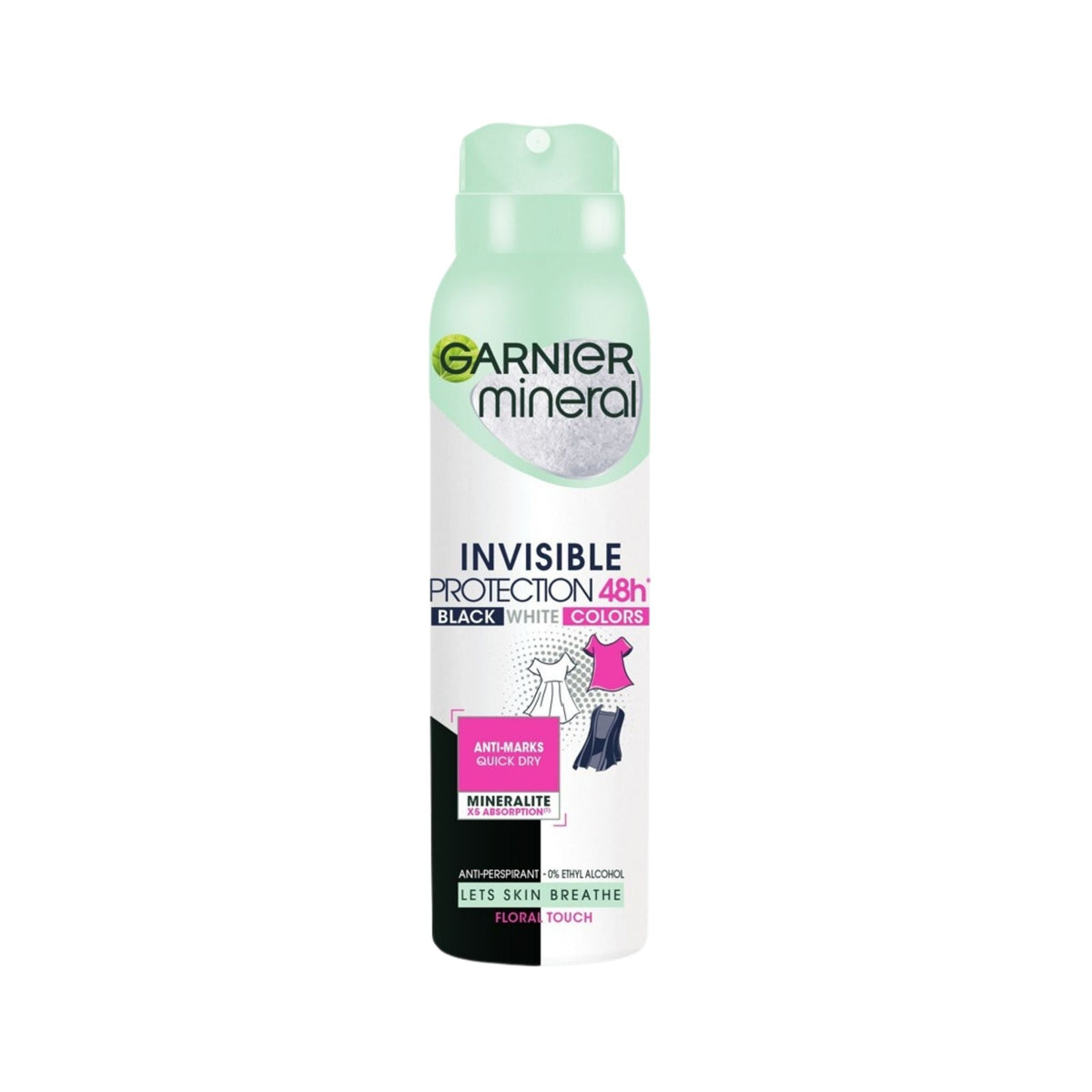 Refect Beauty Garnier Mineral Invisible antiperspirant spray for black, white, and colored clothing protection